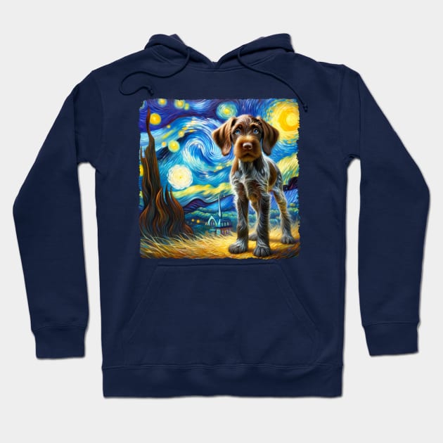 Starry German Wirehaired Pointer Portrait - Dog Portrait Hoodie by starry_night